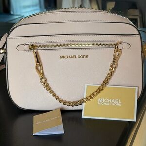 Michael Kors Light Pink Crossbody Bag with Gold Chain